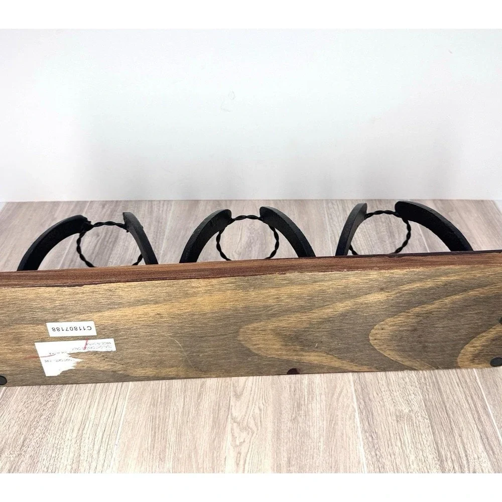 Rustic Horseshoe Candle Holder Cast Iron Wood‎ Base Western Farmhouse Decor